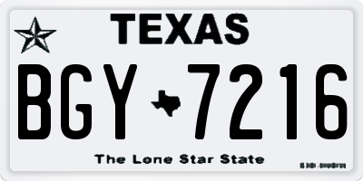 TX license plate BGY7216