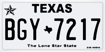 TX license plate BGY7217