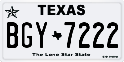 TX license plate BGY7222