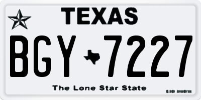 TX license plate BGY7227
