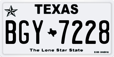 TX license plate BGY7228