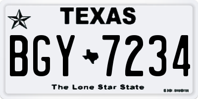 TX license plate BGY7234