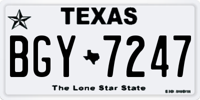 TX license plate BGY7247