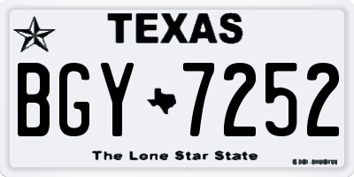 TX license plate BGY7252