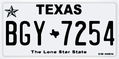 TX license plate BGY7254
