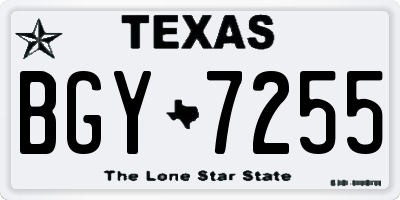 TX license plate BGY7255