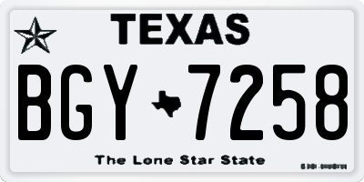 TX license plate BGY7258