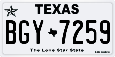 TX license plate BGY7259