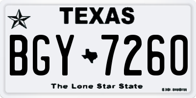 TX license plate BGY7260