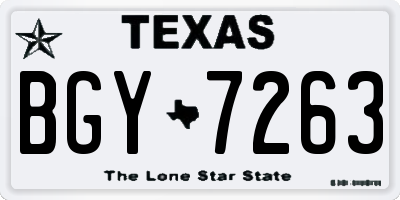 TX license plate BGY7263