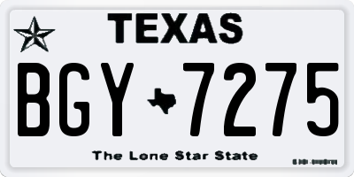 TX license plate BGY7275