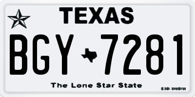 TX license plate BGY7281