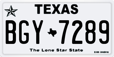 TX license plate BGY7289