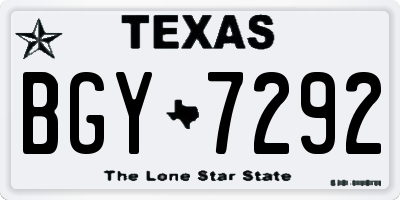 TX license plate BGY7292