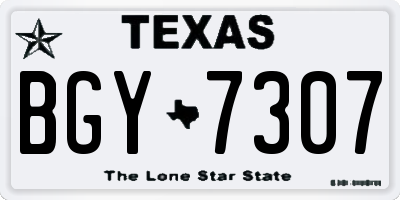 TX license plate BGY7307