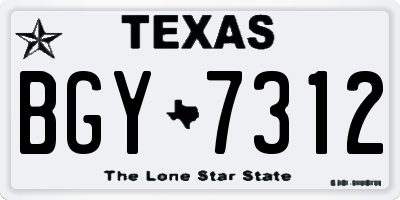 TX license plate BGY7312
