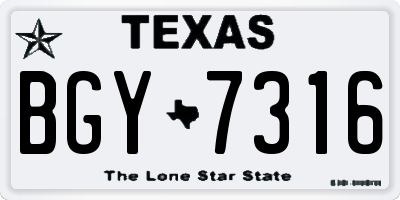 TX license plate BGY7316