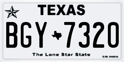 TX license plate BGY7320