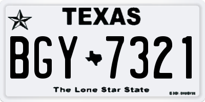 TX license plate BGY7321