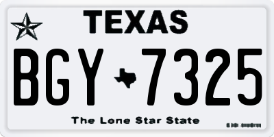 TX license plate BGY7325