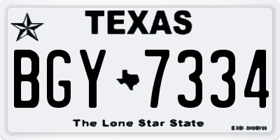 TX license plate BGY7334
