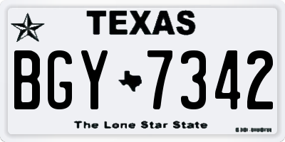 TX license plate BGY7342