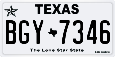 TX license plate BGY7346