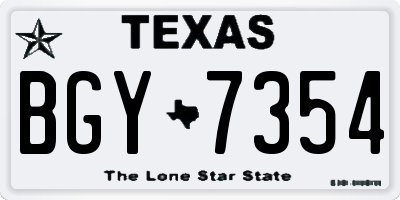 TX license plate BGY7354