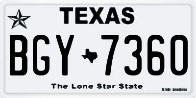 TX license plate BGY7360