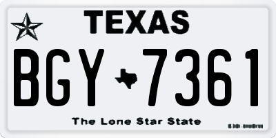 TX license plate BGY7361