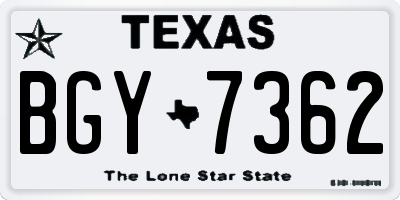 TX license plate BGY7362