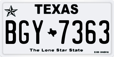 TX license plate BGY7363