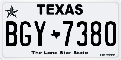 TX license plate BGY7380