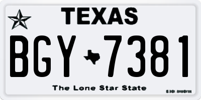 TX license plate BGY7381