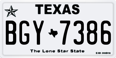 TX license plate BGY7386
