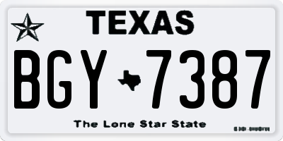 TX license plate BGY7387