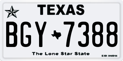 TX license plate BGY7388