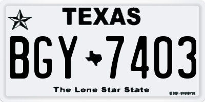 TX license plate BGY7403
