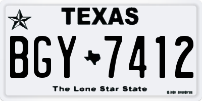 TX license plate BGY7412
