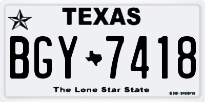 TX license plate BGY7418