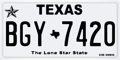 TX license plate BGY7420