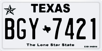 TX license plate BGY7421