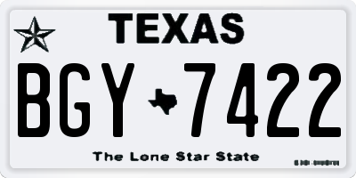 TX license plate BGY7422
