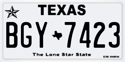 TX license plate BGY7423