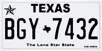 TX license plate BGY7432
