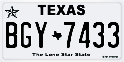 TX license plate BGY7433