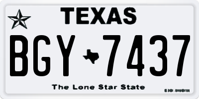 TX license plate BGY7437