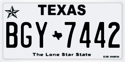 TX license plate BGY7442