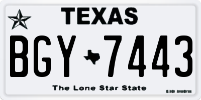 TX license plate BGY7443