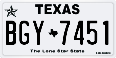 TX license plate BGY7451